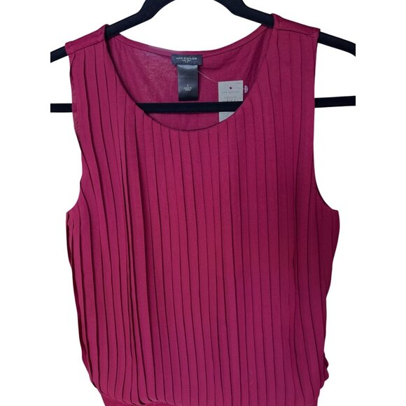 Ann Taylor Burgundy Pleated Tank Top Size Small New WIth Tags - Picture 5 of 10
